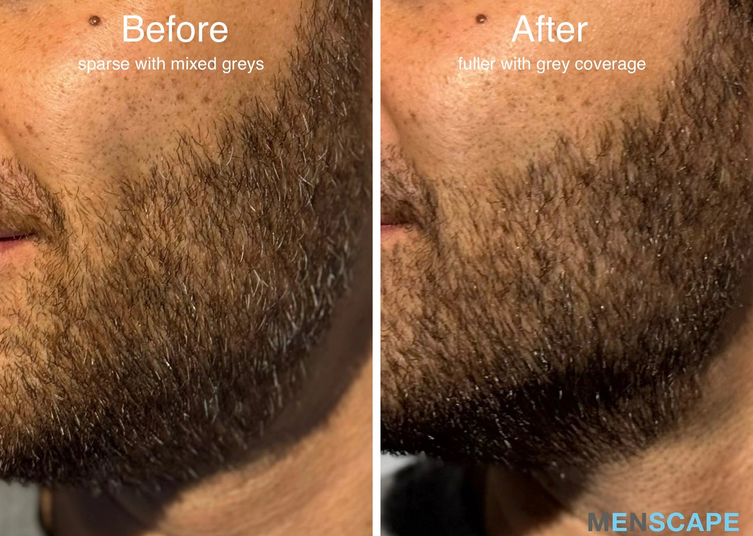 Before and After Men's Beard Tinting at Menscape Nashville